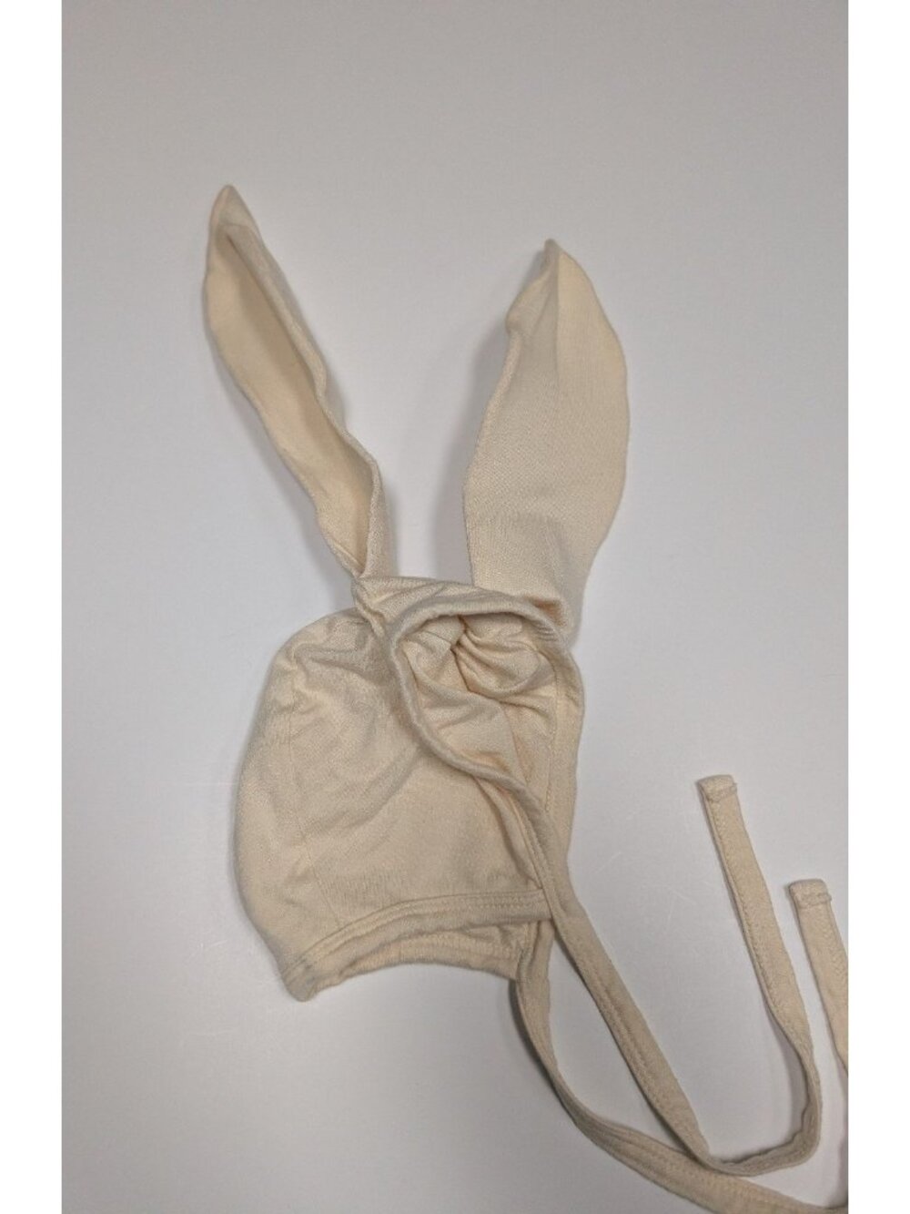 Kate Quinn Bamboo Oatmeal Off White Bunny Rabbit Ears Hat 6-12 Month Baby Bonnet
